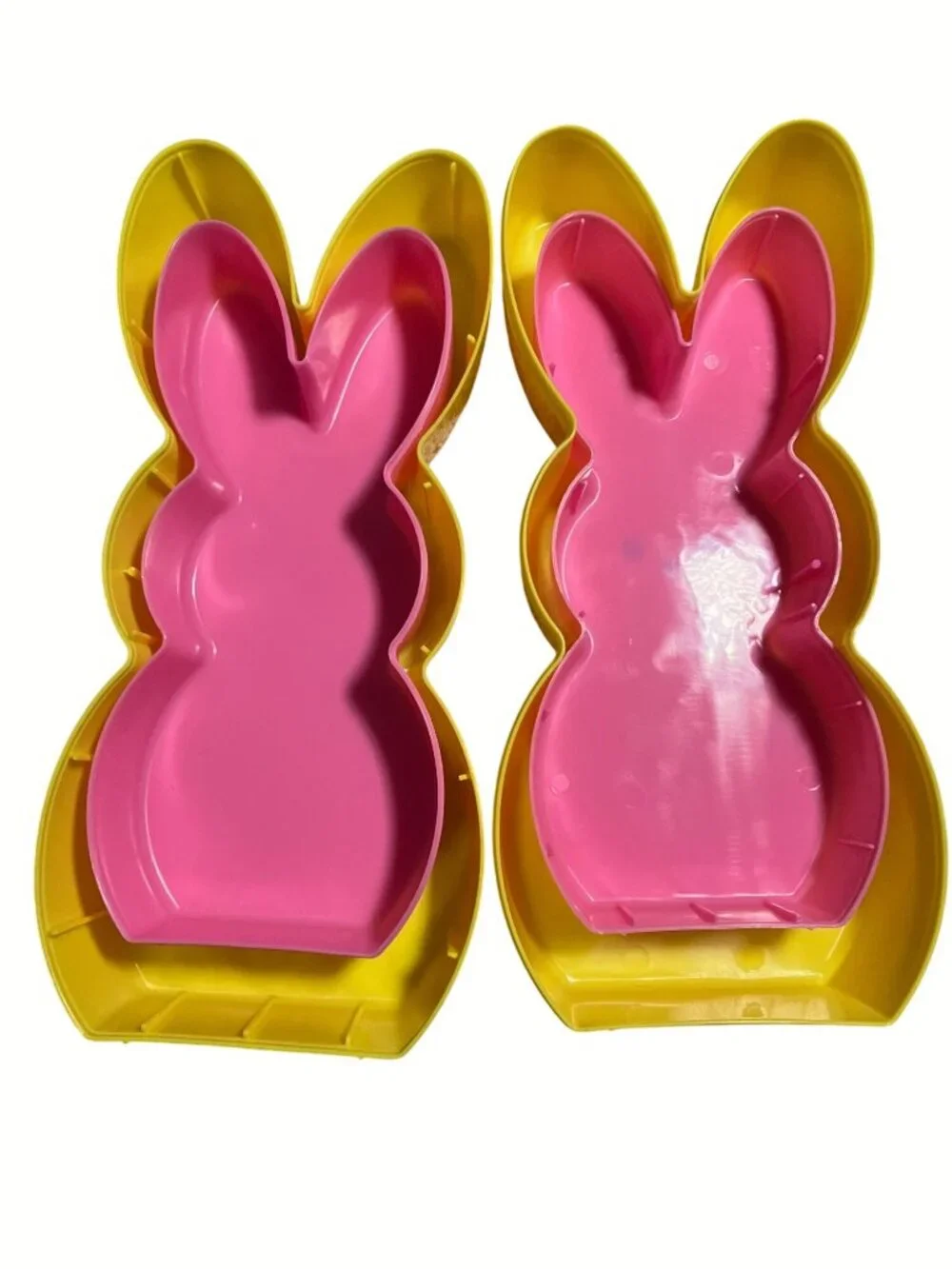 Yellow and Pink PEEP Bunny-Shaped Plastic Container With Lid